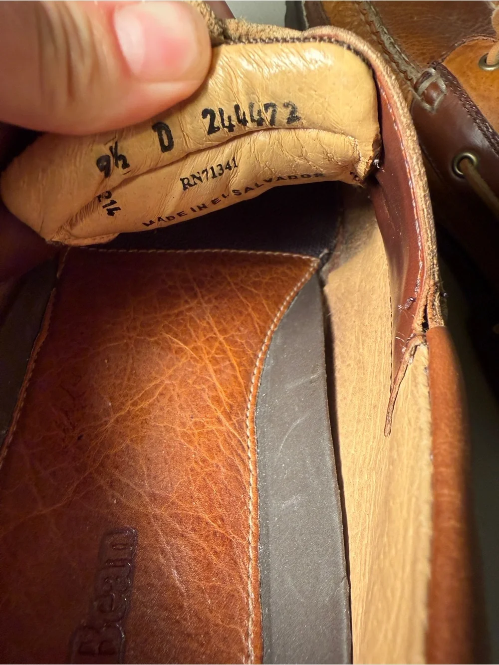 LL Bean Allagash Handsewn 2-tone Pebbled Leather Boat Shoes 9.5 D M Nautical